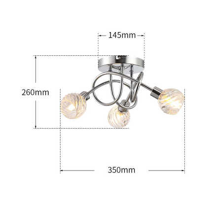 分子灯3头吸顶灯轻奢简约北欧客厅餐厅卧室水晶玻璃灯具7WG9