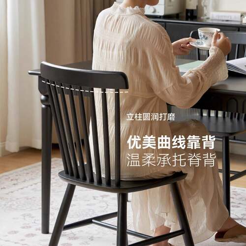 实木餐椅2026新款餐厅餐桌椅子靠背椅商用复古书房洽谈椅木头凳子