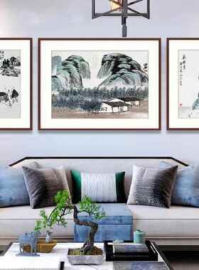 新中式齐白石花三联幅挂画客壁厅沙房发水墨画餐ILR厅墙画书装饰