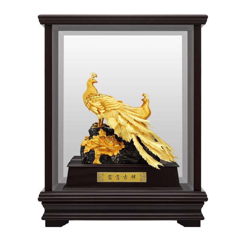 轻奢足金金箔礼品摆件富贵吉祥孔雀高档闺蜜新婚结婚礼物创意家居