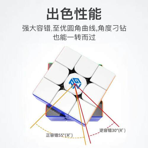 GAN356RS_V2.0 贴片彩色三阶魔方 无磁版 传奇经典升级竞速比赛