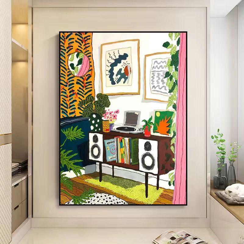 马蒂斯绿色玄关走廊过道海报装饰画抽象艺术客厅田园酒店挂画批发
