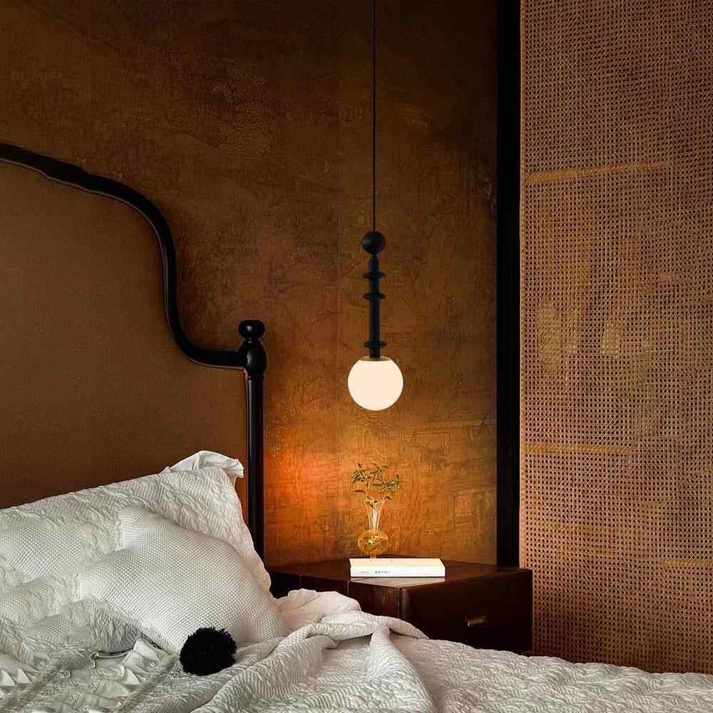 法式复实创木卧古室床头灯现代简约意中古餐吊厅吧台主卧小12吊灯