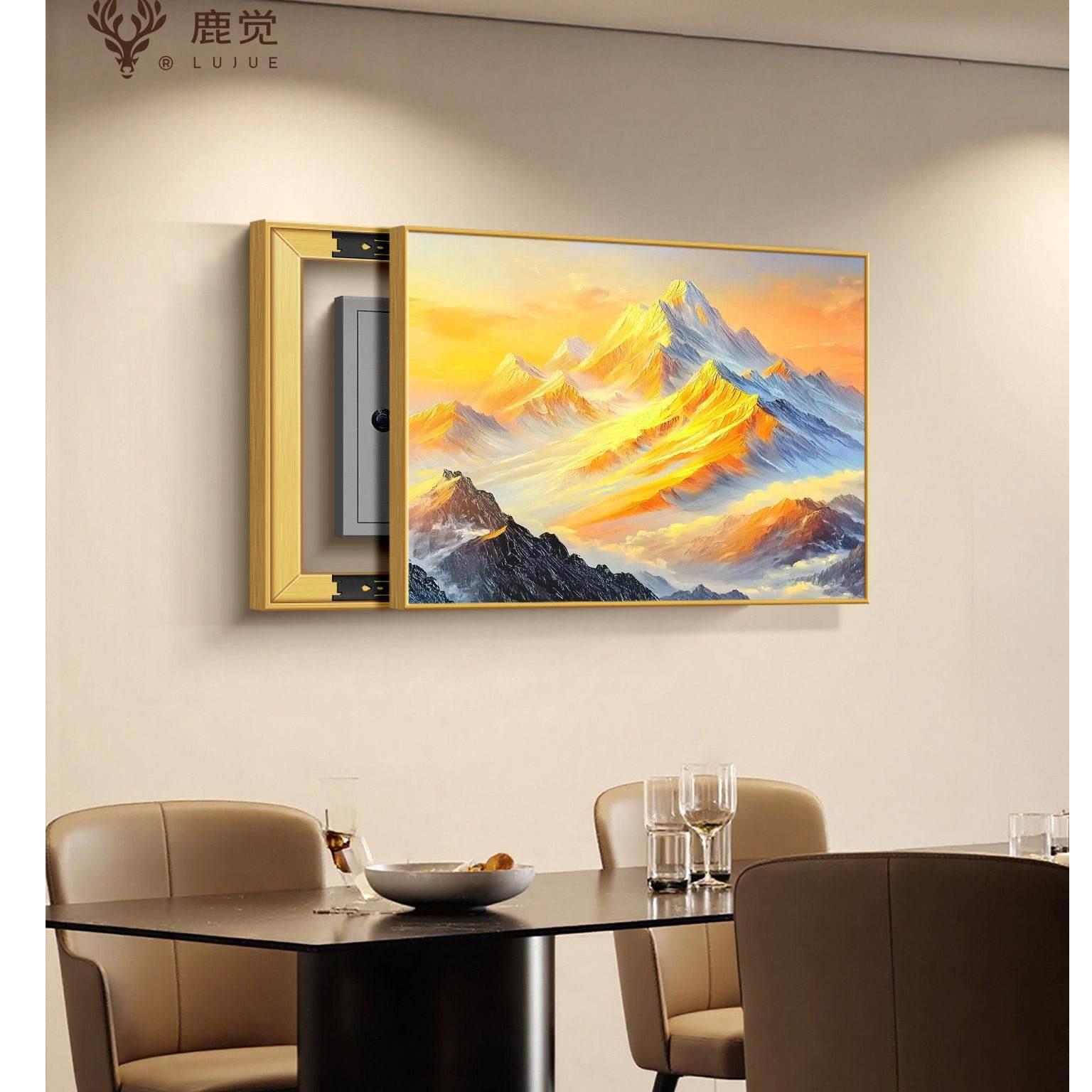 日照金山遮挡电表箱挂画强弱配电箱左右推拉遮丑装饰画电闸箱盖板