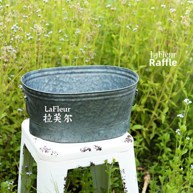 覆古铁皮桶花桶 艺术覆古做旧家居装饰花瓶花盆花器杂货花园