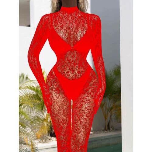 Long sleeved perspective jumpsuit for women 长袖透视连体网衣