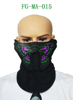 万圣节EL发光面具 面罩冷光恐怖声控发光 五闪功能派对发光面具