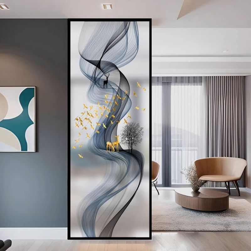 入户客厅屏风隔断轻奢艺术钢化玻璃家用玄关卫生间遮挡墙透光