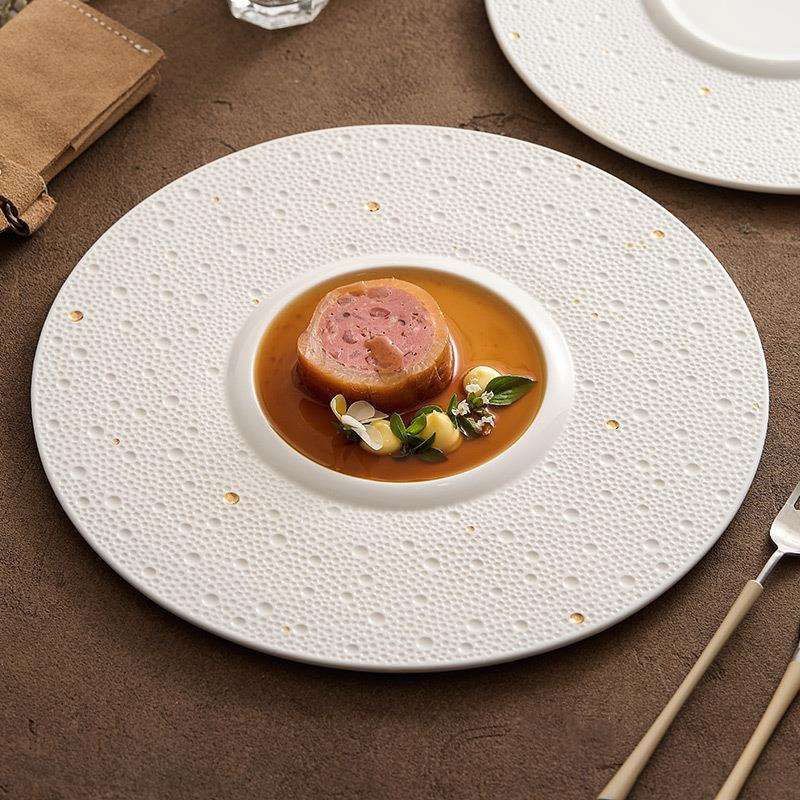 流星雨陶瓷餐盘子家用菜盘浅盘创意轻奢酒店餐具意境菜圆边位上盘