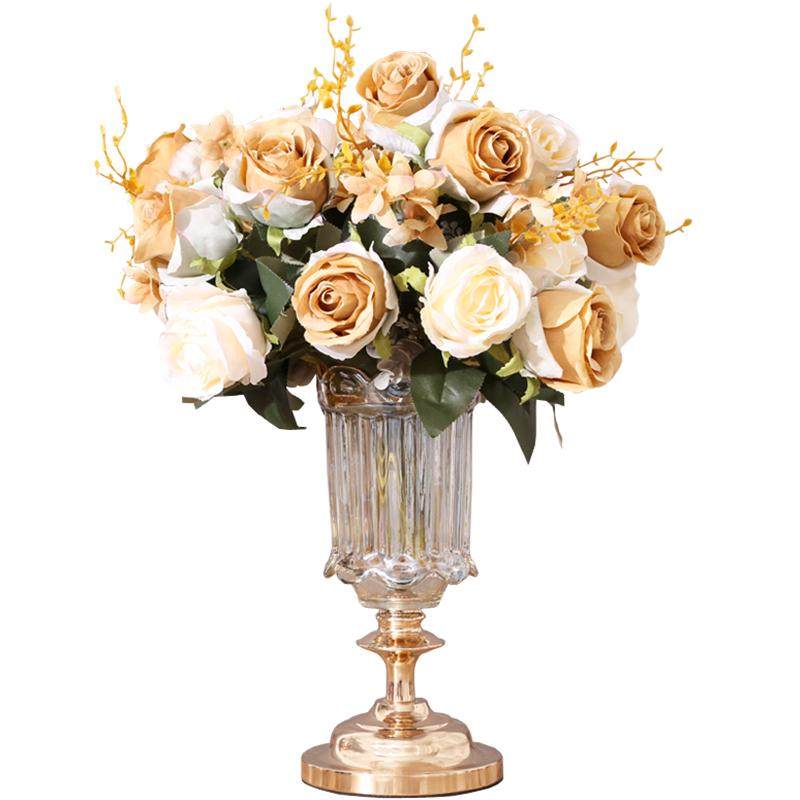 工厂直销感餐桌水晶玻璃花瓶北欧金属装饰品插花摆件轻奢式客,家居饰品,花瓶,淘宝优惠券,粉丝福利购,淘宝优惠卷