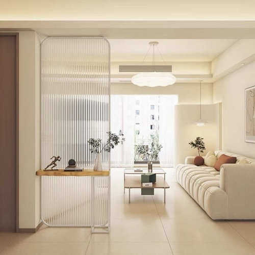 隔断入户台客厅新款洗手屏风遮挡玻璃奶油