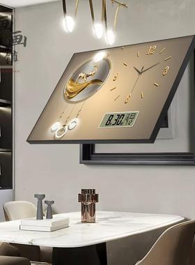 钟现代轻电表箱装饰画奢免打孔带表电闸总开遮挡挂关画电子钟IBL