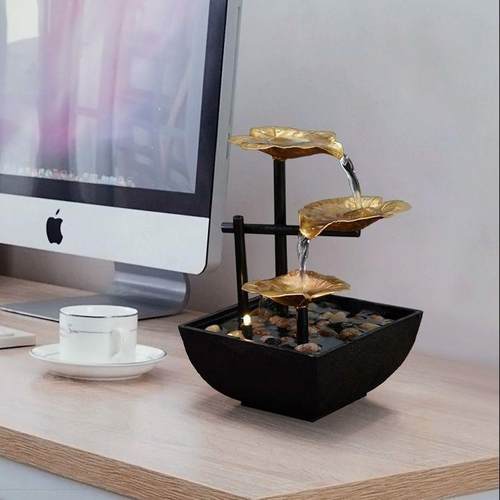 铁艺风水轮办公桌流水摆件自动循环水小型茶台装饰加湿器开业礼品