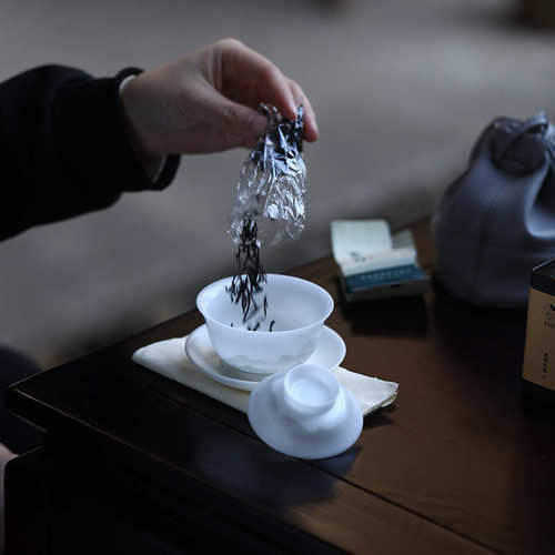 便携客户外旅行水墨快山水套装小套饮组盖碗茶具种玉瓷杯冰一人