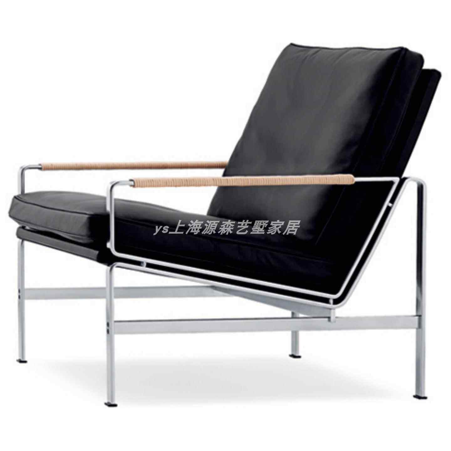 意式轻奢极简靠背扶手椅设计师不锈钢商务办公双三人接待皮艺沙发