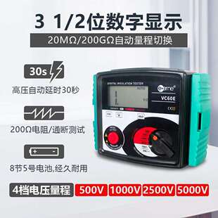 高电压数字表5000V 双供电 VC60E电阻测量光伏兆欧表 伊万科技
