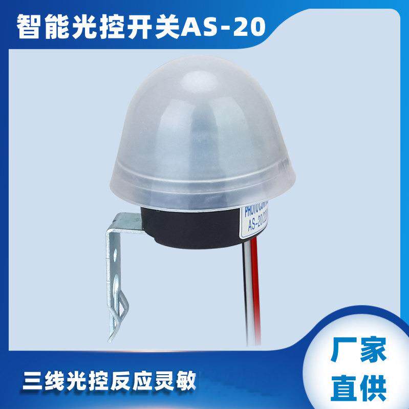 AUS D/N AS-20智能路灯光控开关晚上开 防雨防雷路灯感应开关