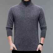 半高领装 加厚爸爸男中青年士纯色羊毛针 冬季 拉链02302 K衣毛新款