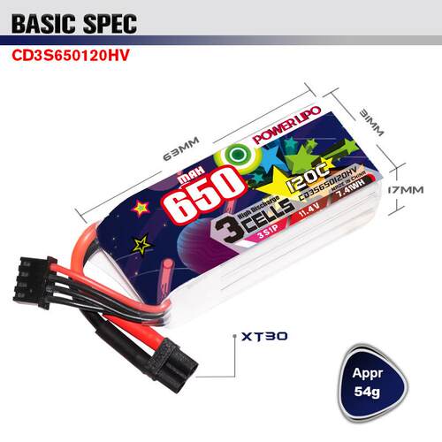CODDAR鹰氪 650MAH 3S 11.4V 120C高倍率FPV航模3寸牙签机LiHV