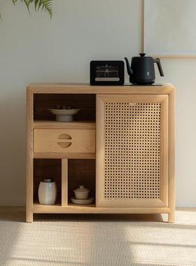 中式实木新移动茶茶水柜客厅下置水桶黑胡一桃小型烧65321水壶桌