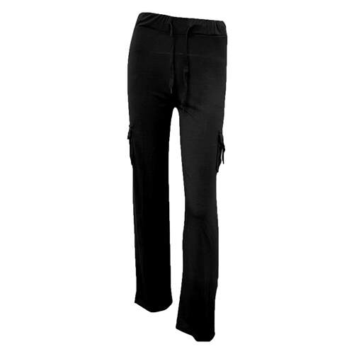 Elastic waist four pocket drawstring yoga wide leg