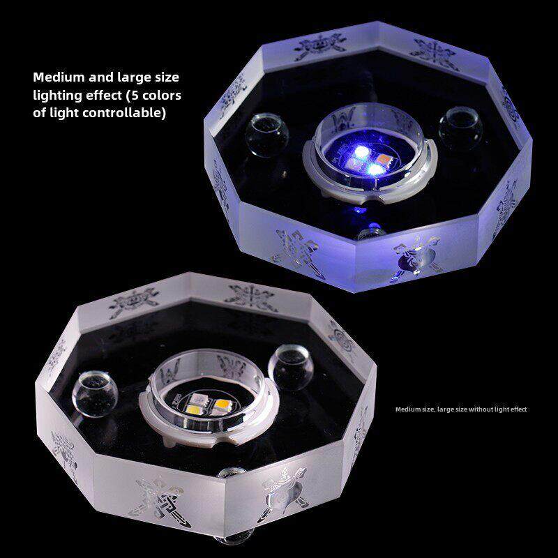 八吉祥水晶发光底座LED带线七色变换桌面发光灯座琉璃佛像舍利塔