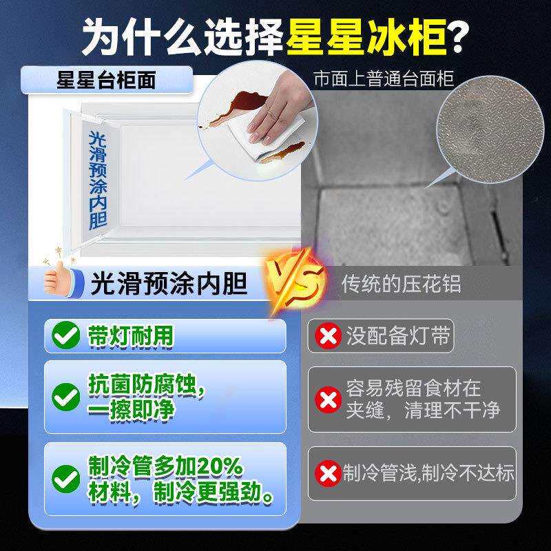 星星冰柜台式烧烤保鲜冷藏展示柜小型冷冻保鲜移动三轮车摆摊冰箱