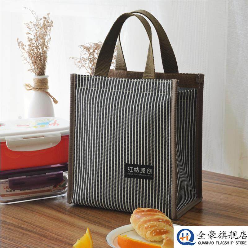 装饭盒的手提包防水保温袋子帆布便当包大号学生带饭包午餐盒包