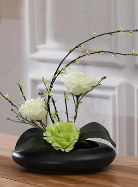 正品真花玫瑰花艺套装摆件约家居客厅电视柜创简意饰假花彷绢花装