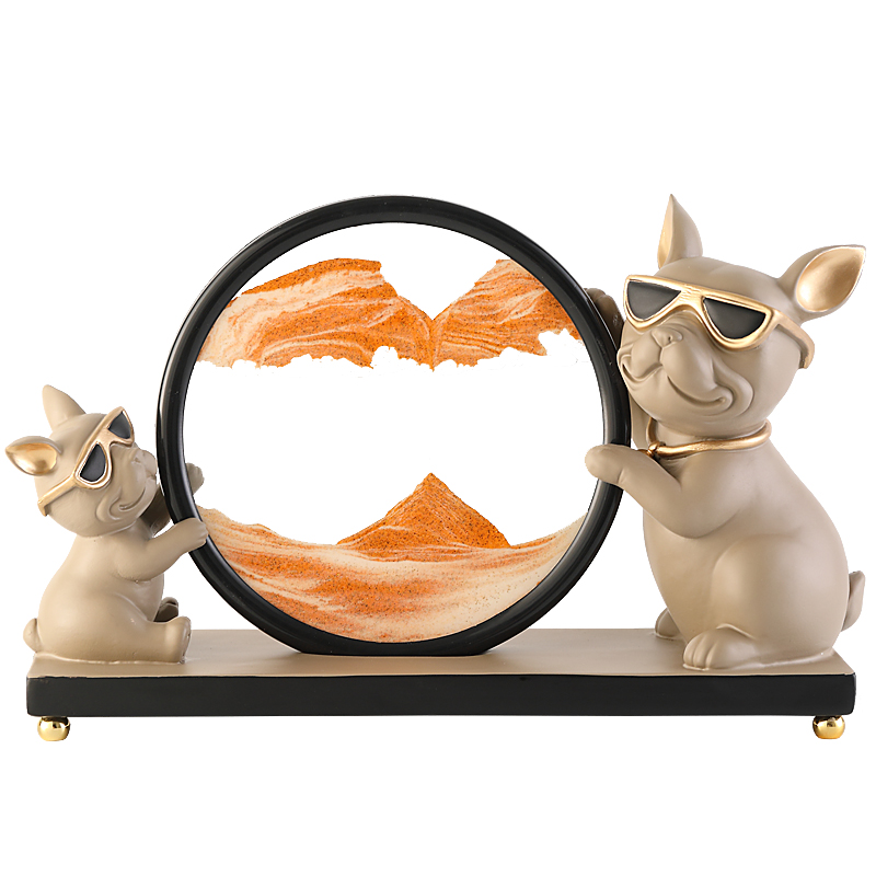 家居装饰狗狗摆件3D流沙画礼物桌面玄关酒柜卧室布置乔迁创意沙漏图片