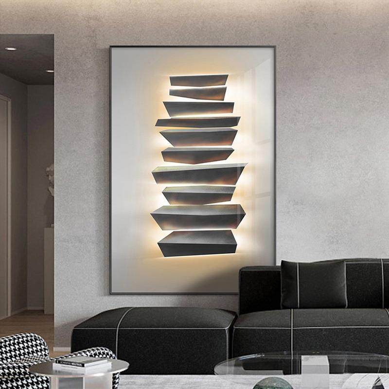 现代轻奢玄关装饰画高档大气抽象客厅挂画走廊过道壁画巨幅落地画