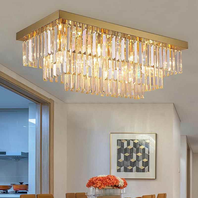 长方形水晶餐厅灯轻奢客厅灯后现代简约酒店工程玄关过道吸顶灯新