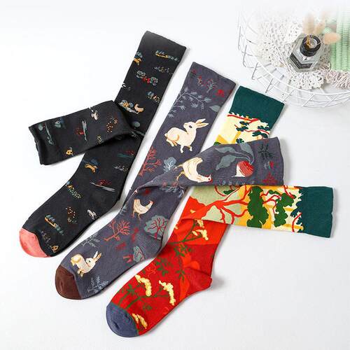 Medium and high tube calf and knee socks French ins style re
