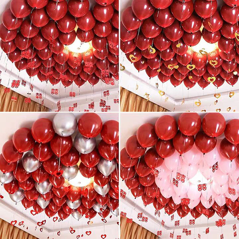 10寸气球结婚房布置石榴红宝石红色气球婚庆装饰用品婚庆专用