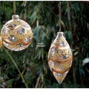 gift ball 金色圣诞树装 饰品圣诞节礼品圣诞玻璃球橱窗christmas