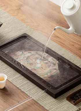 变色茶盘竹茶台家ZCG用储水排水简两用茶茶海小制型约具托盘干泡