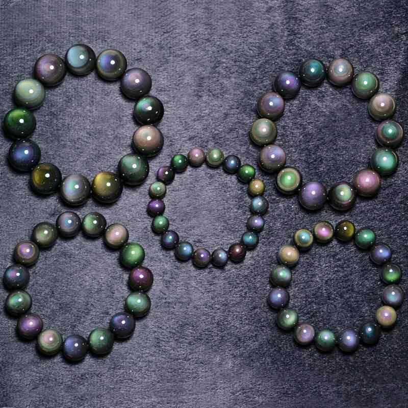 天然双彩虹眼黑曜石手链男士女情侣款单圈多圈108颗佛珠手串饰品