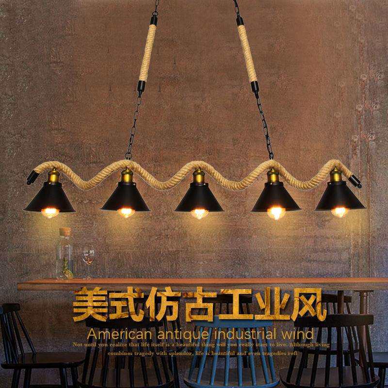 美式复古酒吧吧台创意个性装饰灯火锅店服装店餐厅咖啡厅麻绳吊灯