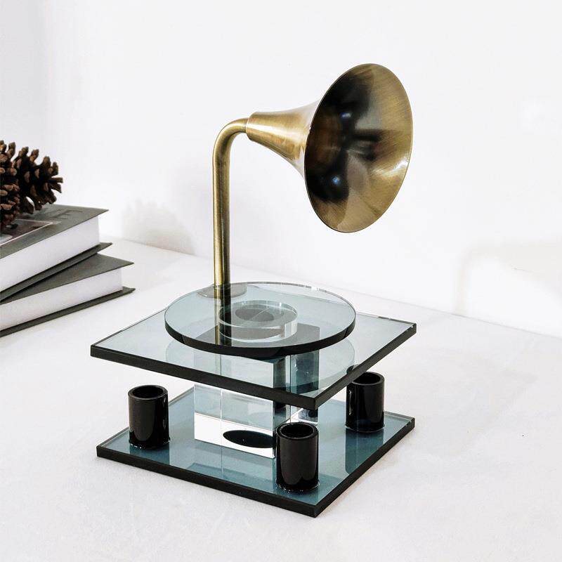 极简轻奢水晶留声机意式摆件模型客厅书房电视柜软装饰品水晶摆件