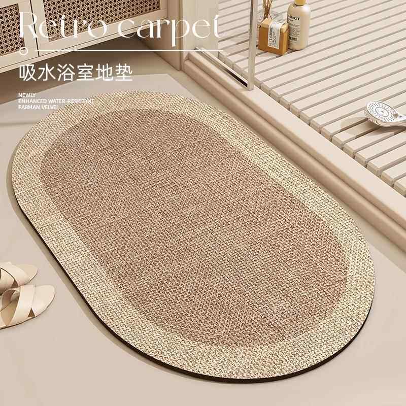 浴室吸水地垫卫生间门口防滑脚垫厕所硅藻泥速干洗手间垫子可裁剪