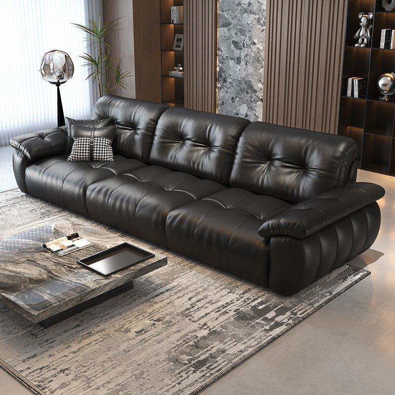 2026新款大黑熊真皮沙发现代家用直排头层牛皮意式极简客厅轻奢