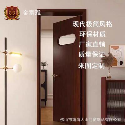 胡桃木门现代极简风格原门门环保烤漆卧室门