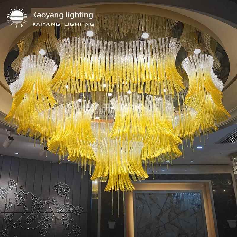 大型酒售部宴会厅大堂487别楼墅中空挑高传统店水晶中红式色吊灯