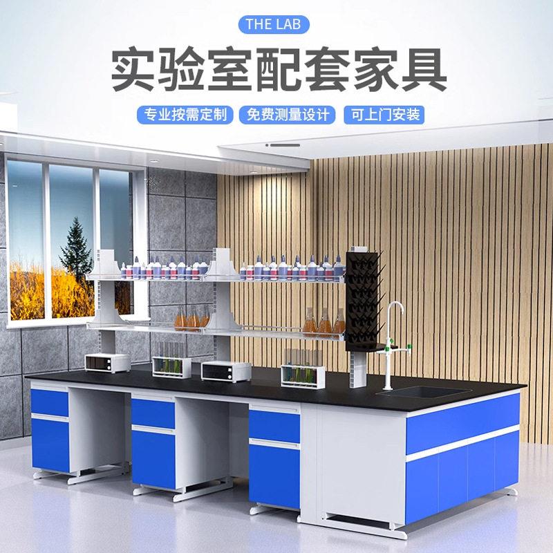 实验室台全钢中央试验操作边台化学试剂架钢木实验台通风橱柜图片