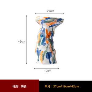 北欧家居简约花瓶酒店民宿客厅餐桌摆件插花陶瓷花器五彩艺术装饰