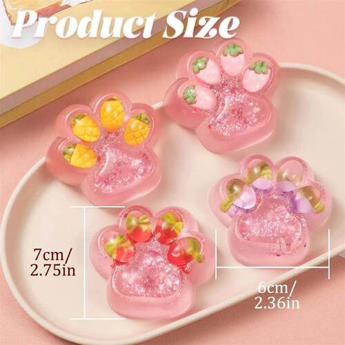 Handmade Clear Taba Squeeze Toys Fruit Cat Paw Fufu Squishy