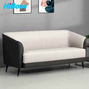 HiBoss办公沙发JHSF54三人位沙发现代简约沙发商务皮艺沙发小型沙