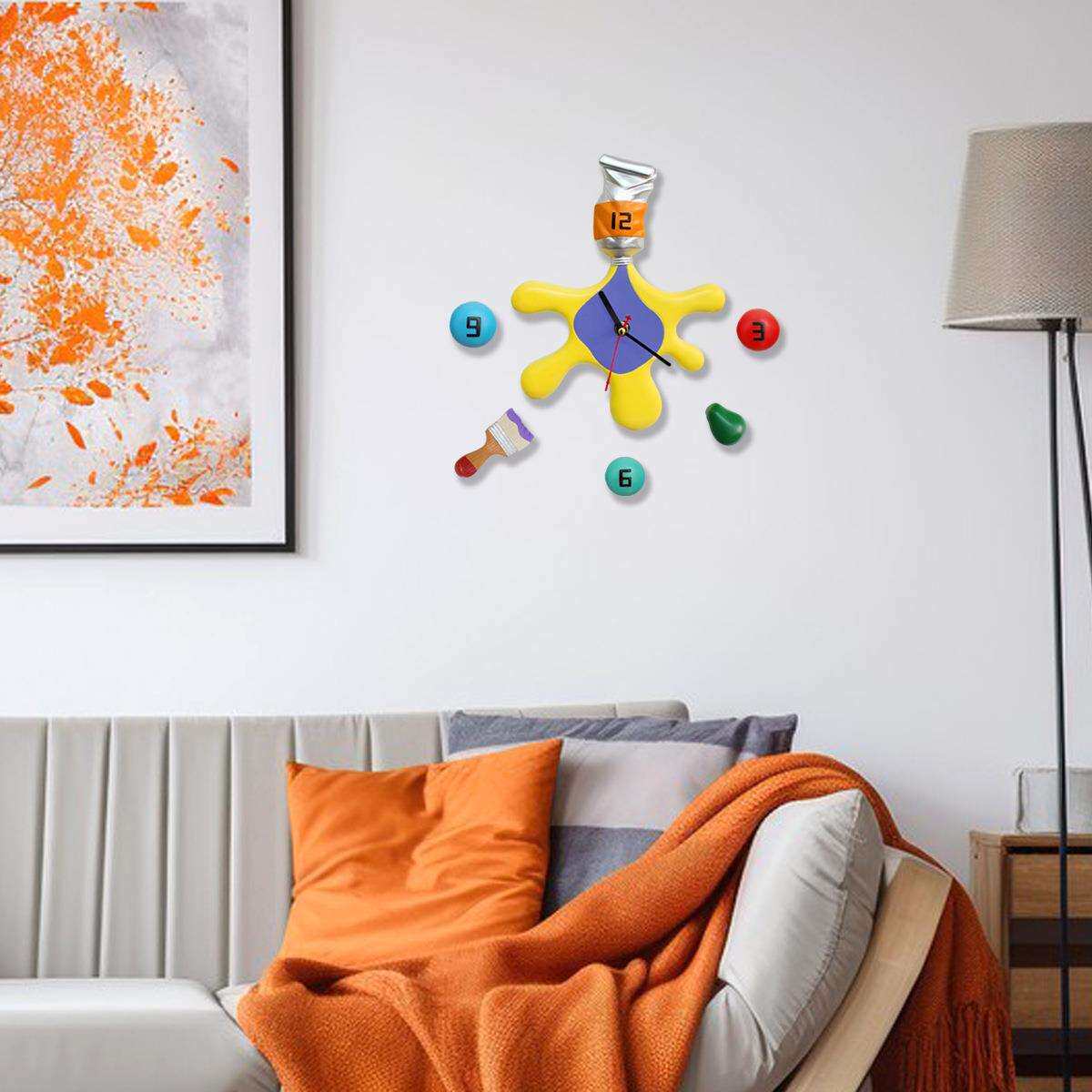 跨境北欧风颜料时钟挂件客厅办公室家具静音挂钟白墙时尚软装时钟