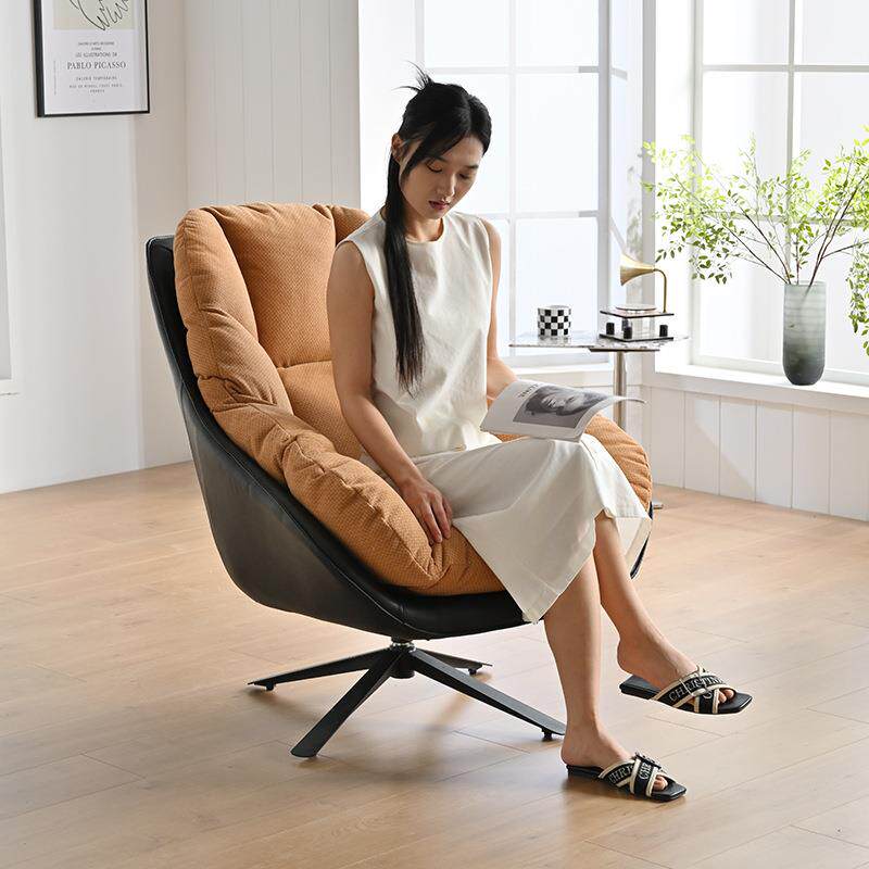 意式轻奢客厅阳台休闲椅可躺懒人沙发设计师单人转椅沙发椅可旋转