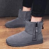 加绒暖男士 靴冬一季 皮毛体保防水防滑棉情侣雪地靴面 东北棉鞋 新款